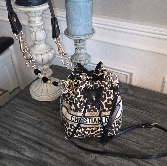 Dior Beauty Bucket Black and Brown Leopard Crossbody Bag - Picture 10 of 10